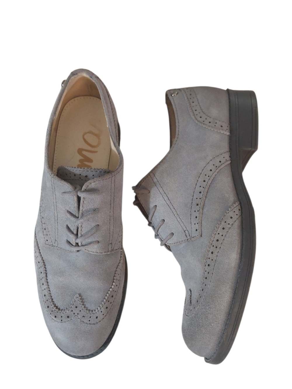Sam Edelman Irving Oxfords Women's Classic Grey Suede Wingtip Loafers Size 8.5